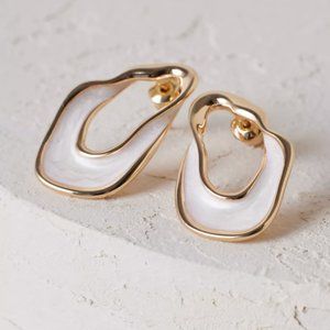 NEW~ Anthropologie Irregular Front Facing Hoop Earrings